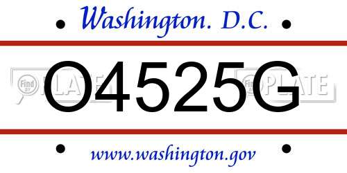 O4525G District Of Columbia License Plate