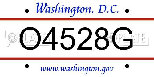 O4528G District Of Columbia License Plate