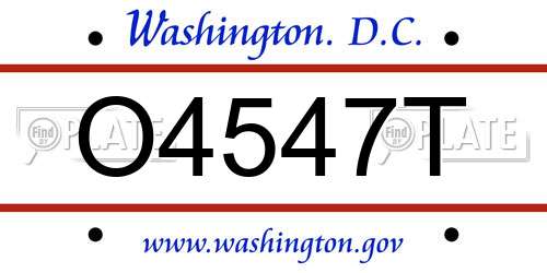 O4547T District Of Columbia License Plate