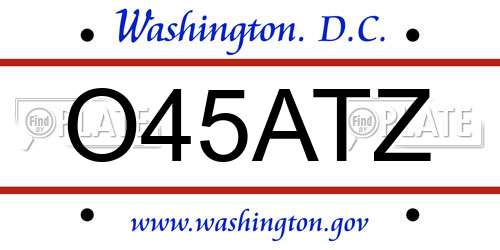 O45ATZ District Of Columbia License Plate