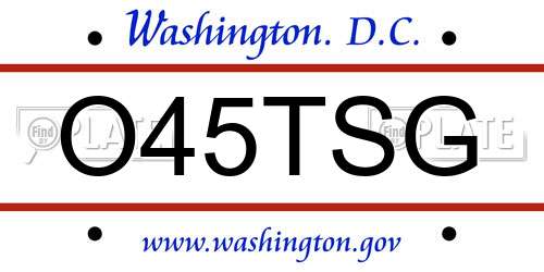 O45TSG District Of Columbia License Plate