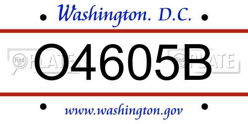 O4605B District Of Columbia License Plate