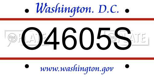 O4605S District Of Columbia License Plate