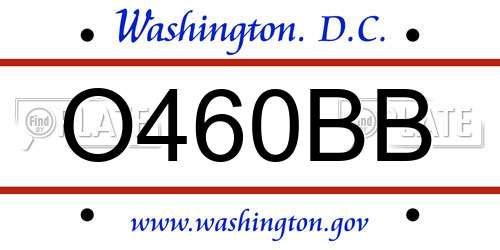 O460BB District Of Columbia License Plate