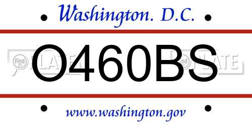 O460BS District Of Columbia License Plate
