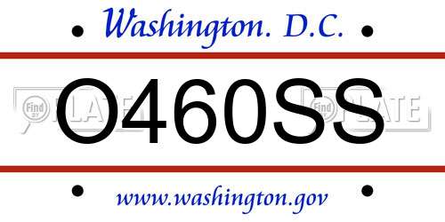 O460SS District Of Columbia License Plate
