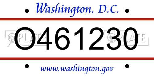 O461230 District Of Columbia License Plate