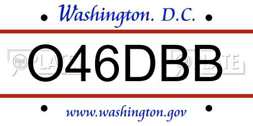 O46DBB District Of Columbia License Plate