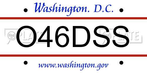 O46DSS District Of Columbia License Plate