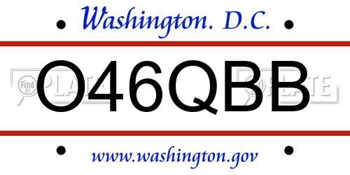 O46QBB District Of Columbia License Plate