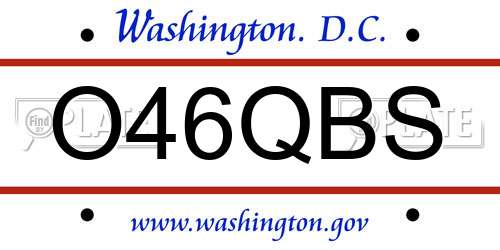 O46QBS District Of Columbia License Plate