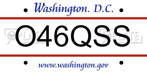 O46QSS District Of Columbia License Plate