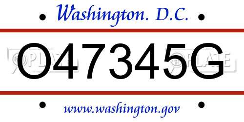 O47345G District Of Columbia License Plate