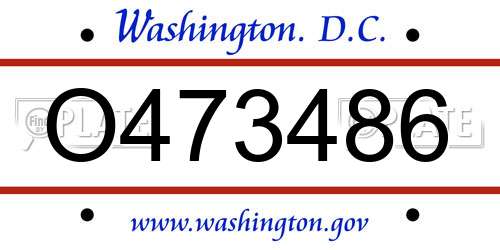 O473486 District Of Columbia License Plate