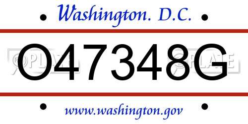 O47348G District Of Columbia License Plate