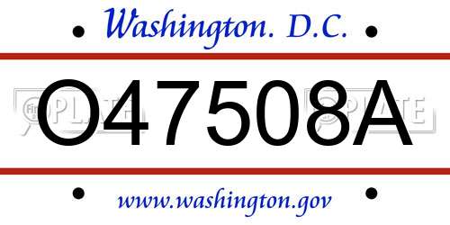 O47508A District Of Columbia License Plate