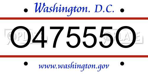 O47555O District Of Columbia License Plate
