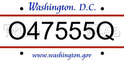 O47555Q District Of Columbia License Plate