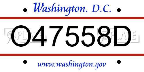 O47558D District Of Columbia License Plate
