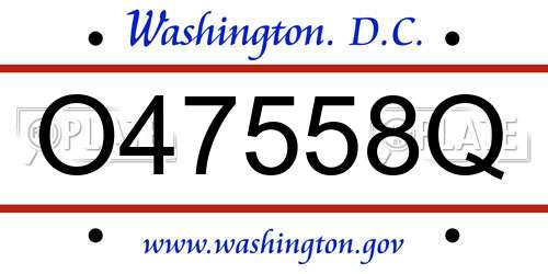 O47558Q District Of Columbia License Plate
