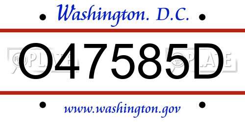 O47585D District Of Columbia License Plate
