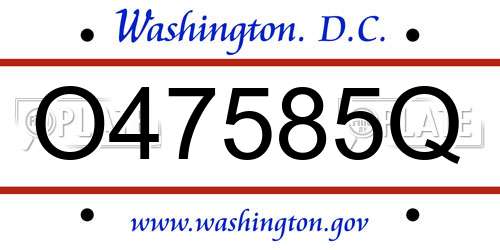 O47585Q District Of Columbia License Plate