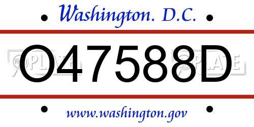 O47588D District Of Columbia License Plate