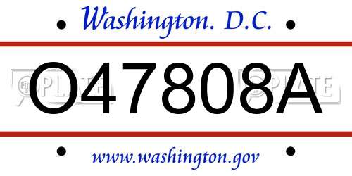 O47808A District Of Columbia License Plate