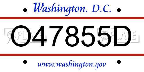 O47855D District Of Columbia License Plate