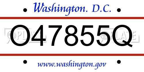 O47855Q District Of Columbia License Plate