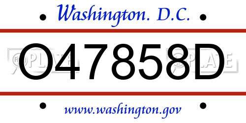 O47858D District Of Columbia License Plate