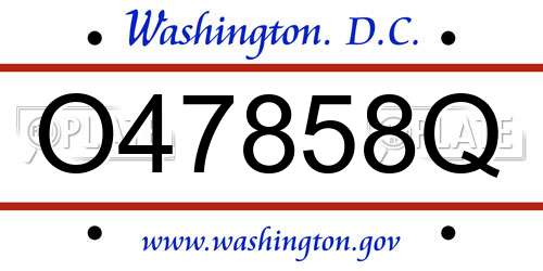 O47858Q District Of Columbia License Plate