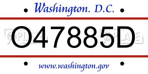 O47885D District Of Columbia License Plate