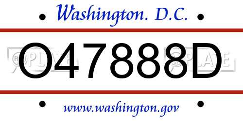 O47888D District Of Columbia License Plate