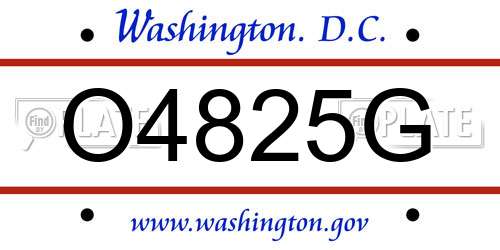 O4825G District Of Columbia License Plate