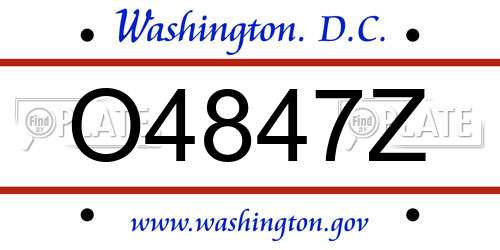 O4847Z District Of Columbia License Plate