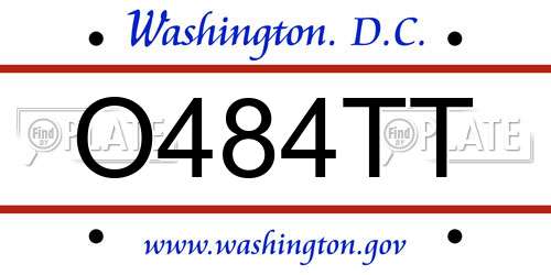 O484TT District Of Columbia License Plate