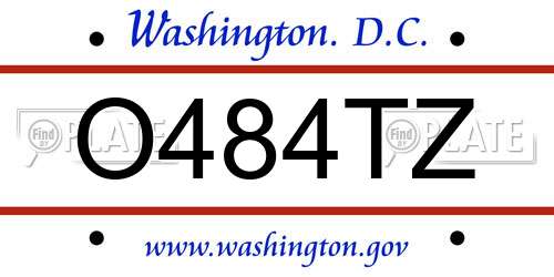 O484TZ District Of Columbia License Plate