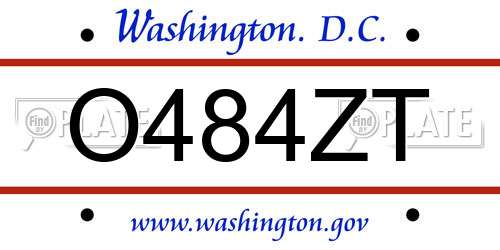 O484ZT District Of Columbia License Plate