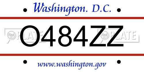 O484ZZ District Of Columbia License Plate