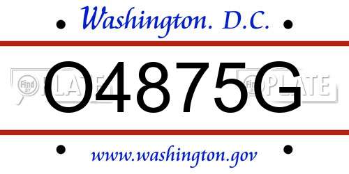 O4875G District Of Columbia License Plate