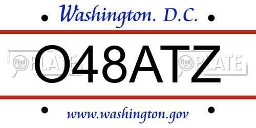 O48ATZ District Of Columbia License Plate