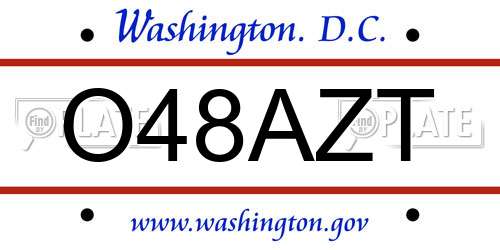 O48AZT District Of Columbia License Plate