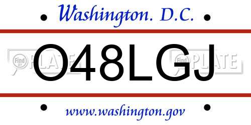 O48LGJ District Of Columbia License Plate
