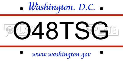 O48TSG District Of Columbia License Plate