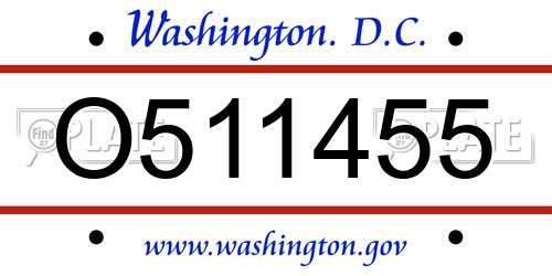 O511455 District Of Columbia License Plate