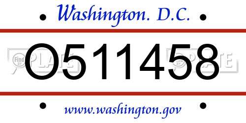 O511458 District Of Columbia License Plate