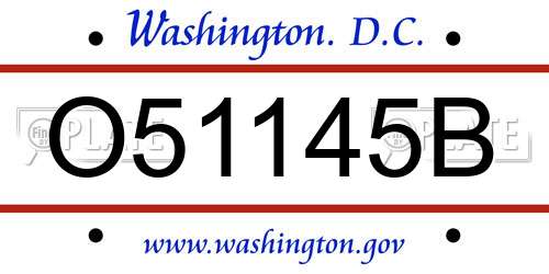 O51145B District Of Columbia License Plate