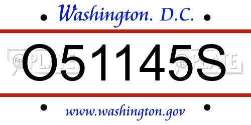 O51145S District Of Columbia License Plate