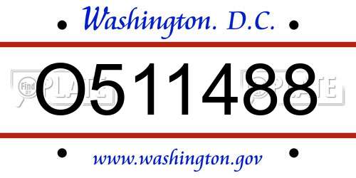 O511488 District Of Columbia License Plate